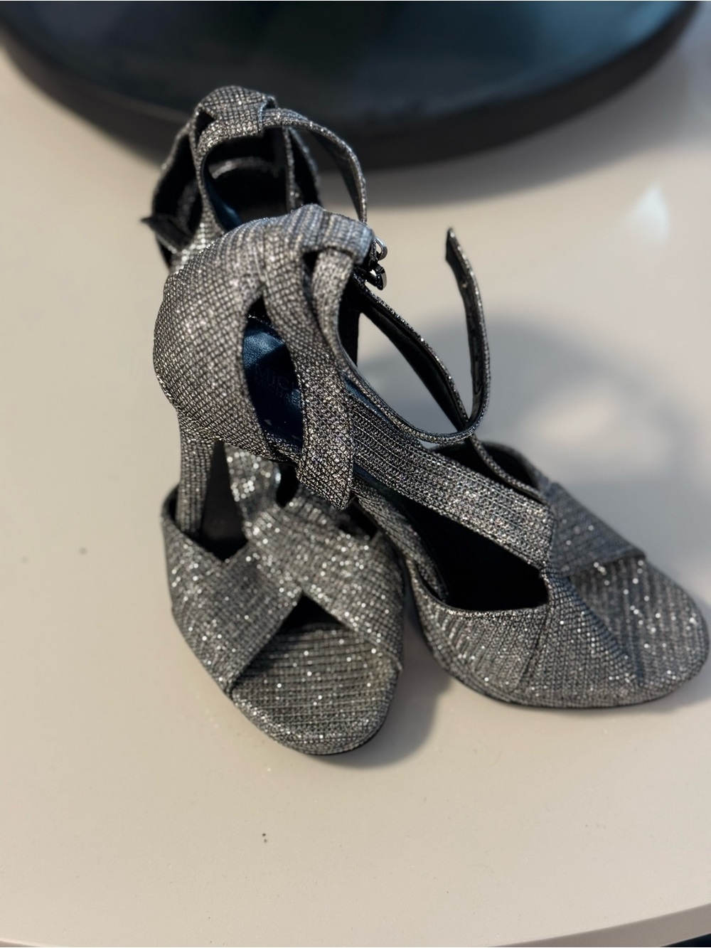 Michael Kors Glitter Silver Strappy High Heel Sandals